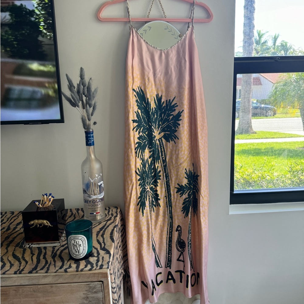 Pink Palm Tree Midi Dress - Picture 6 of 12